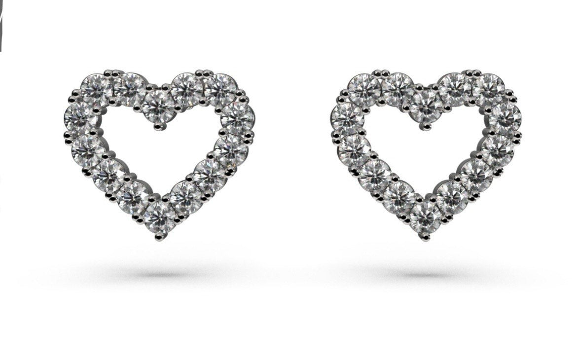 Heart Diamond Stud Earrings