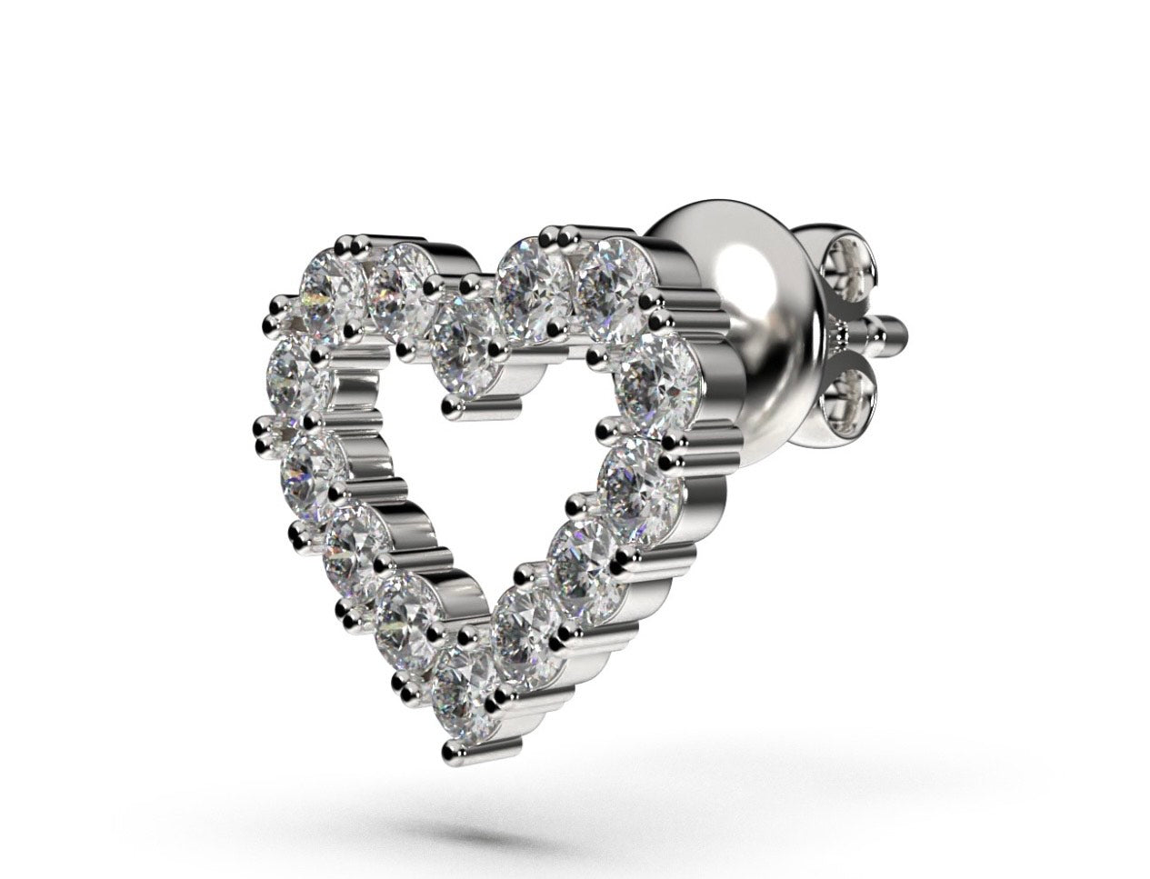 Heart Diamond Stud Earrings