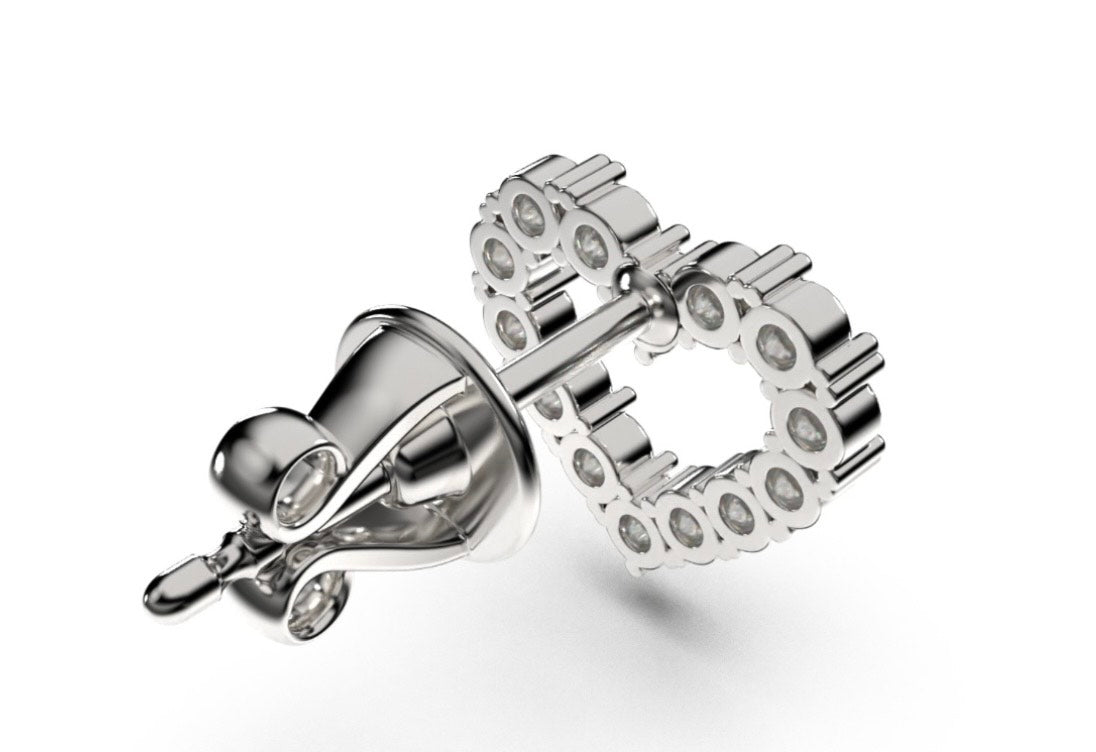 Heart Diamond Stud Earrings