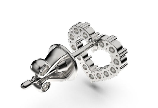 Heart Diamond Stud Earrings